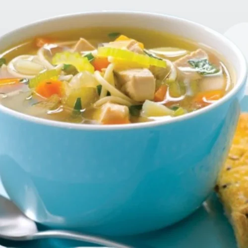 bread with chicken noodle soup