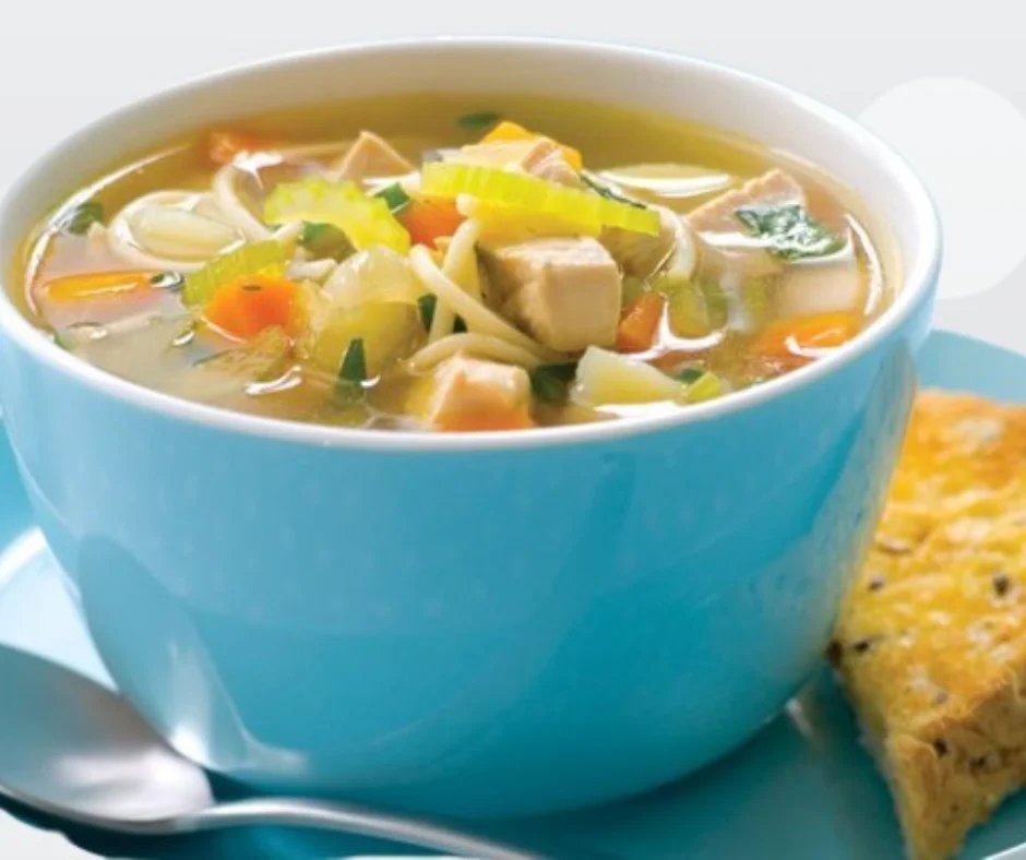 bread with chicken noodle soup