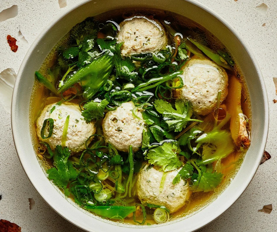 Lemon Chicken Meatball Soup