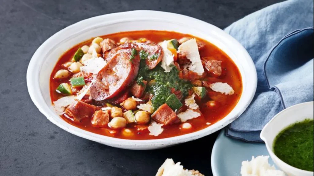 One Pot Chicken Sausage And Chickpea Soup