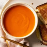 Pumpkin Tomato Soup & Grilled Cheese Sticks